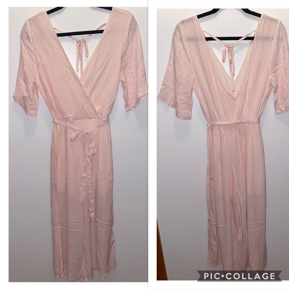ROW A Short Kimono Sleeve Stripe Jumpsuit